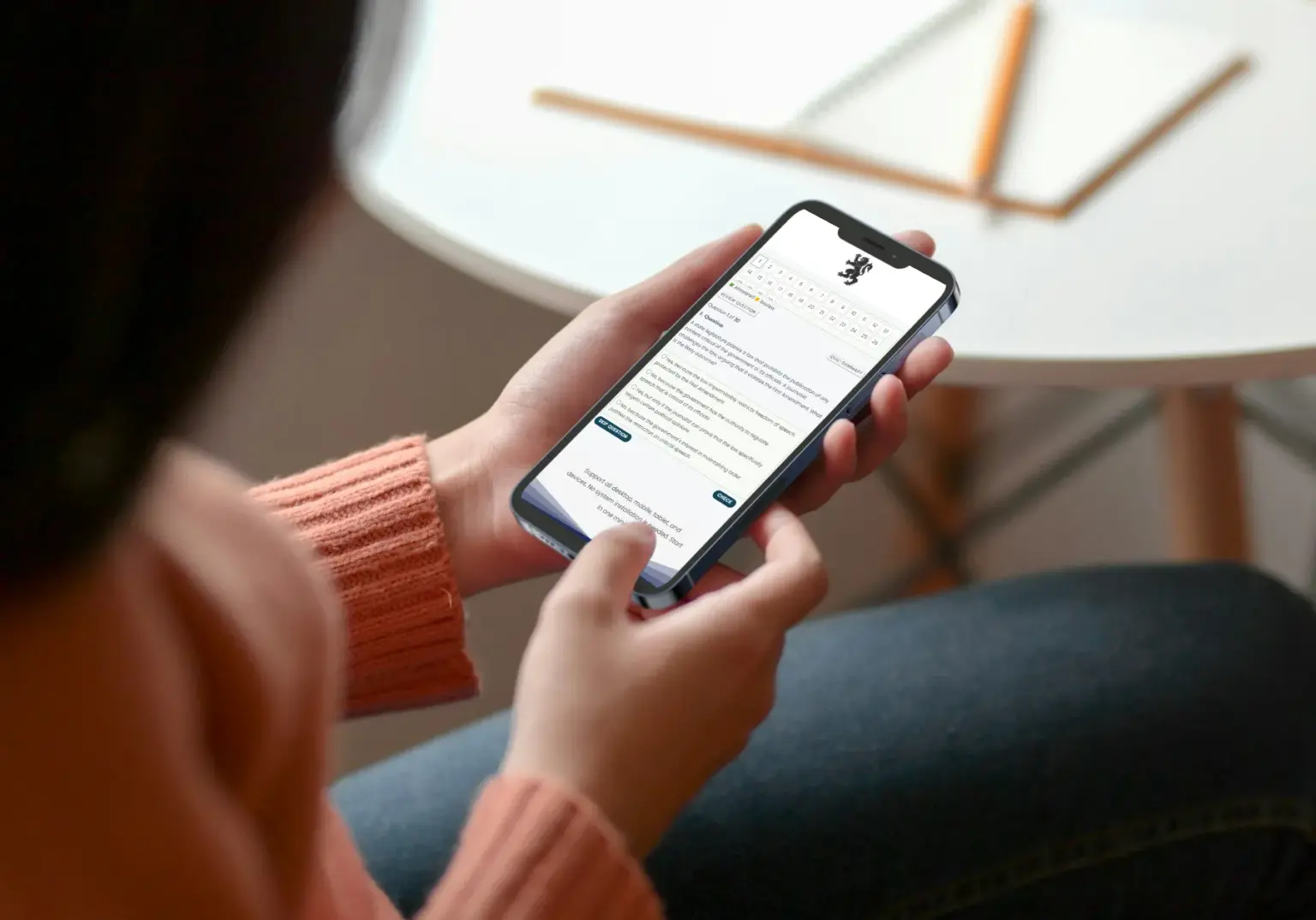 Candidate using USMLE QuizBank on mobile